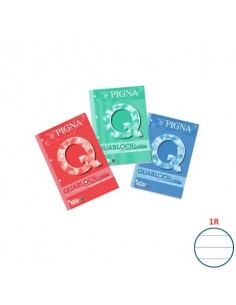 Quaderno 40 fogli a 4 fori PIGNA Quablock Evolution A4 a righe 1R assortiti - 02112151R