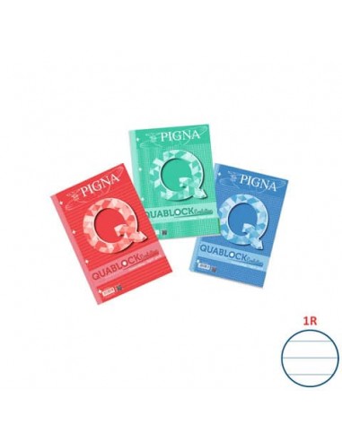 Quaderno 40 fogli a 4 fori PIGNA Quablock Evolution A4 a righe 1R assortiti - 02112151R