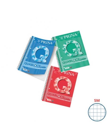 Quaderno 50 fogli a 4 fori PIGNA Quablock Evolution Skip A4 a quadr. 5M assortiti - 02112175M
