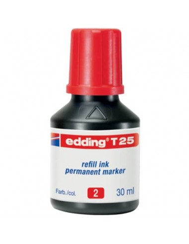 Inchiostro permanente per ricarica edding T 25 rosso - 30 ml E-T25 002
