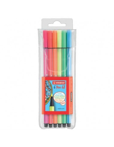 Pennarelli Stabilo Pen 68 1 mm assortiti  Conf. 6 pezzi - 6806-1