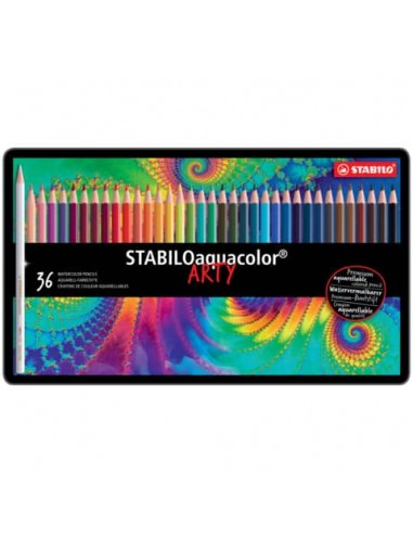 Matite colorate acquarellabili Stabilo aquacolor® scatola in metallo assortiti Conf. 36 pezzi - 1636-5