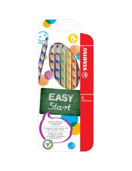 Matite colorate Stabilo EASYcolors per mancini assortiti astuccio da 6 - 331/6