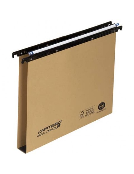 Cartelle sospese orizzontali per cassetti CARTESIO ECO 33 cm fondo U 3 cm avana Conf. 25 pezzi - 100/330 3-A1