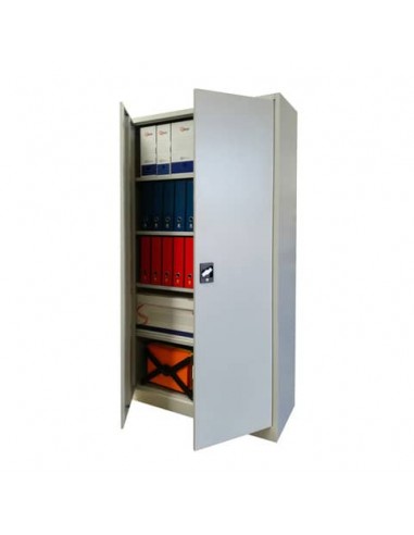 Armadio in metallo con porte battenti KUBO 1 vano / 4 ripiani grigio 100x45x200 cm - BA100 G