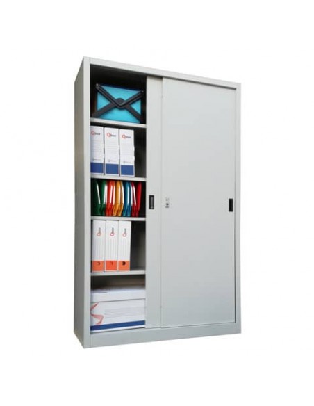 Armadio alto metallico KUBO ante scorrevoli 1 vano/4 ripiani 120x45x200 cm grigio - SA 120