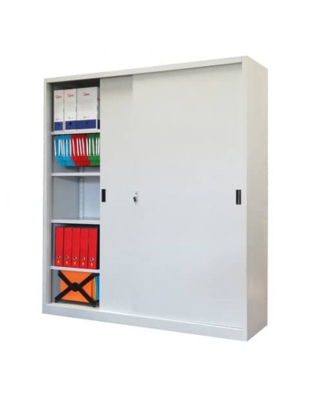 Armadio alto metallico KUBO ante scorrevoli 2 vani/8 ripiani 180x45x200 cm grigio - SA 180