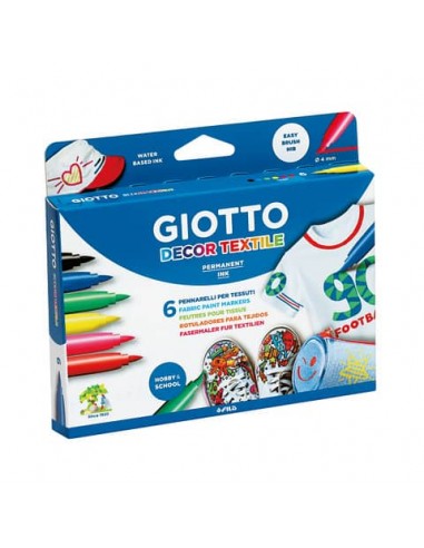Pennarelli per tessuti GIOTTO Decor Textile tratto fine 1-3 mm assortiti astuccio da 6 - 494800