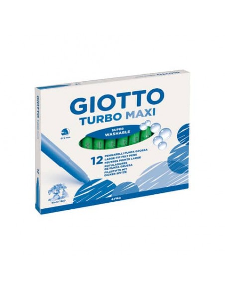 Pennarello GIOTTO Turbo Maxi punta grossa in fibra 5 mm verde chiaro Conf. 12 pezzi - 456018