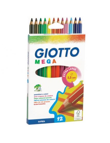 Matite colorate GIOTTO Mega assortiti  astuccio da 12 - 225600