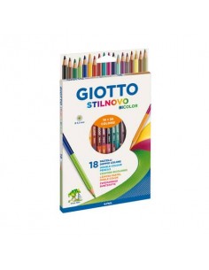 Matite colorate GIOTTO Stilnovo Bicolor assortiti astuccio da 18 - 25720000