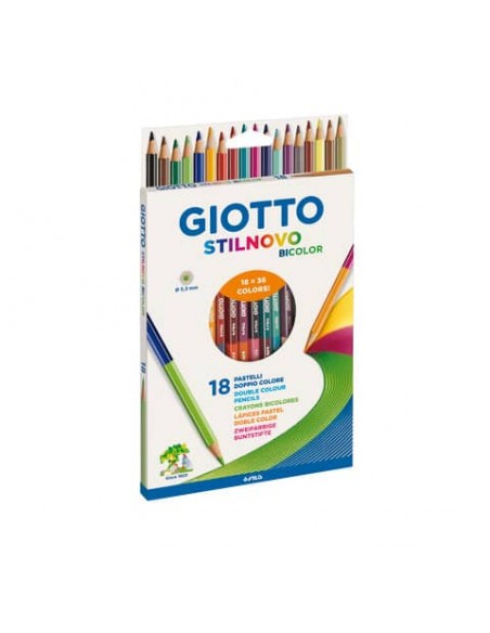 Matite colorate GIOTTO Stilnovo Bicolor assortiti astuccio da 18 - 25720000