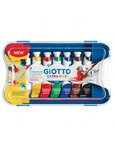 Tempere GIOTTO Extra 12 ml assortiti scatola 7 tubetti + 1 pennello 30310000