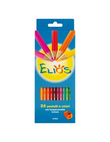 Matite colorate FILA Elios assortiti astuccio da 12 + temperino F274100
