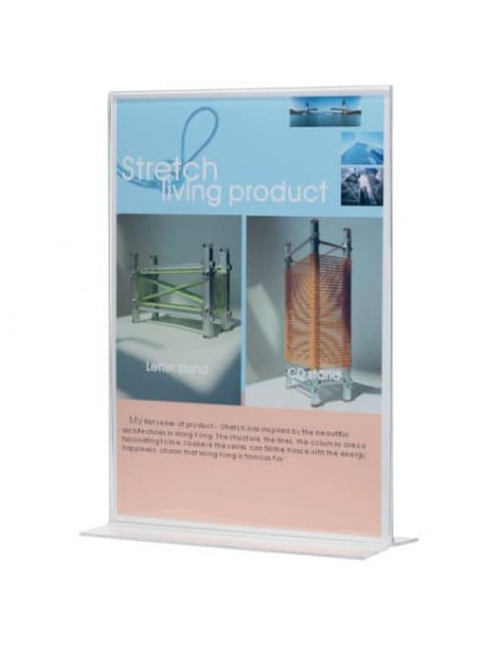 Porta-avvisi Q-Connect in polistirolo con base a T trasparente per formato 15x7xH.21