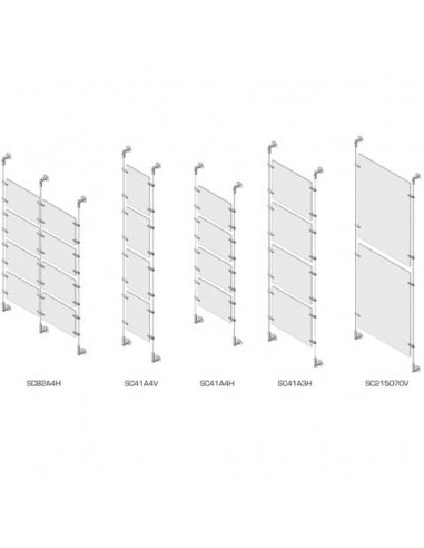 Sist. a cavetto 8 pannelli porta-avvisi Tecnostyl A4 in acril. 70x4