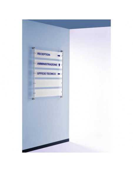 Targa a parete 60x15 cm TECNOSTYL in alluminio silver/trasparente TP002BS