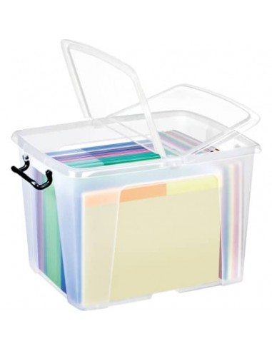 Contenitore con doppio coperchio in ppl 40 L Strata riciclabile impilabile trasparente - 2006740110