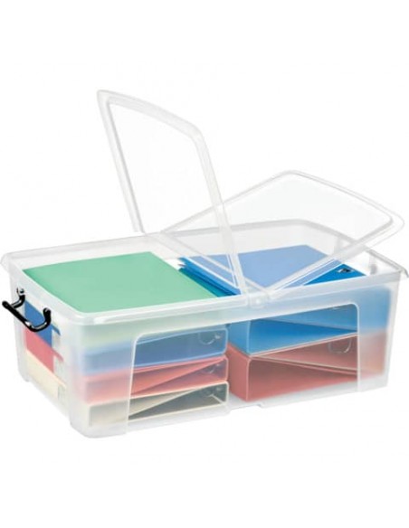 Contenitore con doppio coperchio in ppl 50 L Strata riciclabile impilabile trasparente - 2006750110