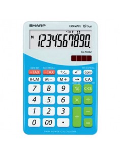 Calcolatrici da tavolo a 10 cifre SHARP con ampia varietà di funzioni blu SH-ELM332BBL