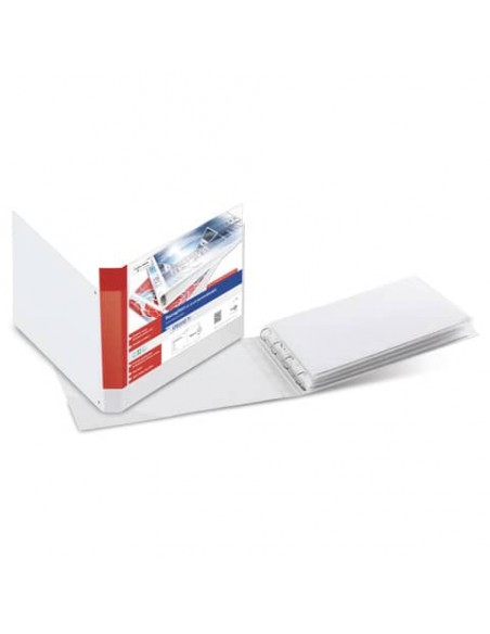 Raccoglitore personalizzabile Sei Rota Stelvio TI A3 orizzontale - 4 anelli D 40 mm bianco - dorso 5