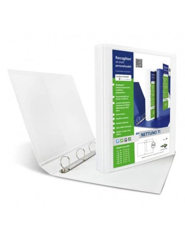 Raccoglitore personalizzabile Sei Rota Nettuno TI - 4 anelli a Q 65 mm - A4 bianco - dorso 8