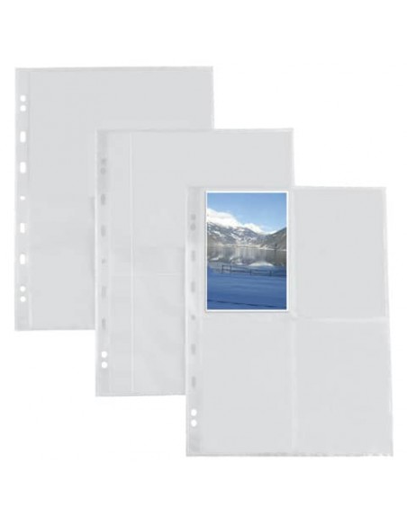 Buste a foratura universale Sei Rota Atla F per fotografie 8 spazi 10x15 cm trasparente  conf. 10 buste - 662501