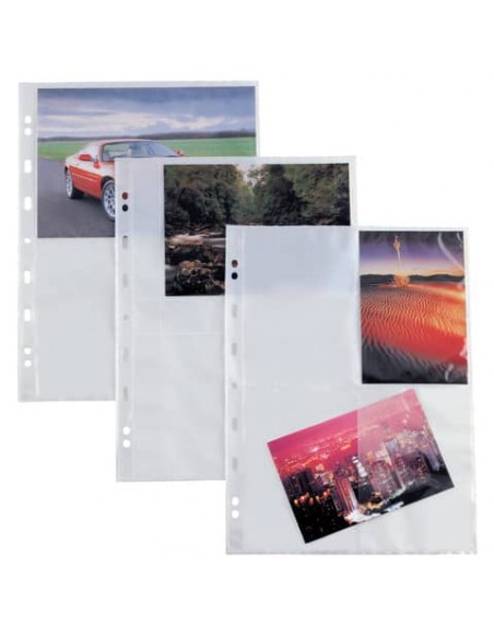Buste a foratura universale Sei Rota Atla F per fotografie 4 spazi 13x18 cm trasparente  conf. 10 buste - 662502