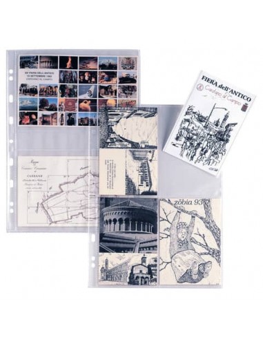 Buste a foratura univ. Sei Rota Atla FT per foto e cartoline 4 spazi 15x21 cm trasparente  conf. 10 buste - 662533