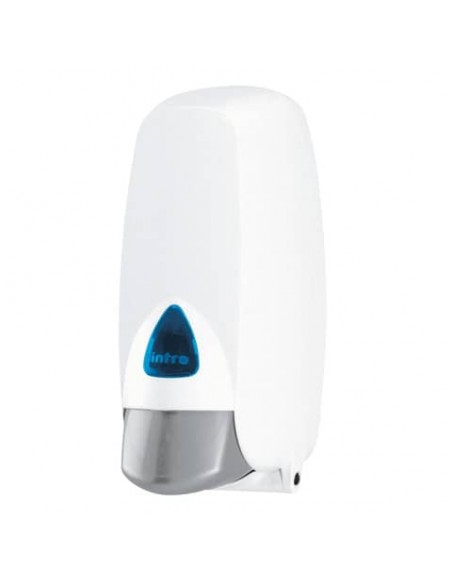 Dispenser di sapone per cartuccia rigida Hylab in ABS con capacità 1000 ml bianco con vetrino blu - IN-SO1/WC