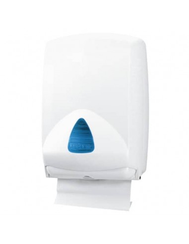 Distributore maxi di carta asciugamani Hylab in ABS - 500 ff bianco vetrino blu con accessori FAA regolabili IN-FO1/WRN