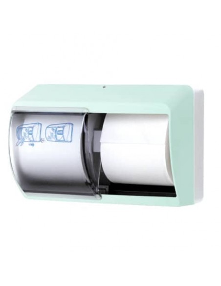 Distributore di carta igienica doppio rotolo Hylab in ABS con capacità max Ø 13 cm verde opalino - E-TO/OD-S