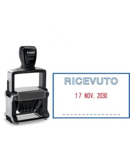Datario autoinchiostrante Trodat Professional 5460/L con testo RICEVUTO acciaio 56x33 mm acciaio - 120416