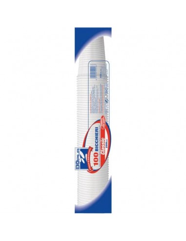 Bicchieri monouso Dopla 200 ml in polistirene bianco conf. 100 pezzi - 22639
