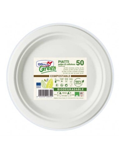 Piatti frutta monouso biodegradabili Dopla Green Ø 17