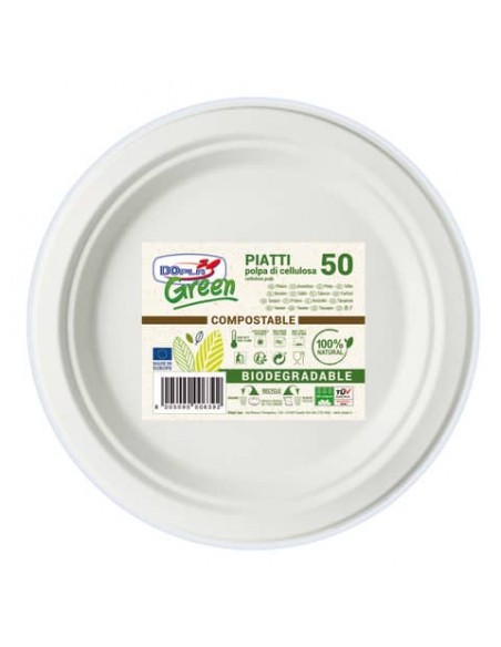 Piatti frutta monouso biodegradabili Dopla Green Ø 17