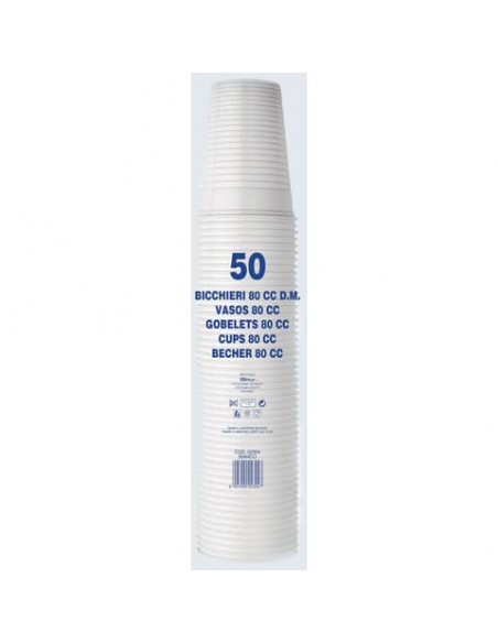 Bicchieri monouso Dopla Professional 80 ml polistirene bianco conf. 50 pezzi - 42107