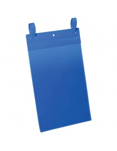 Tasche per identificazione Durable con fascette di aggancio blu f.to esterno mm 223x530- inserto A4 vert. cf. 50- 175007