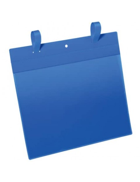 Tasche per identificazione Durable con fascette di aggancio blu f.to esterno mm 311x442- inserto A4 orizz. cf 50- 175107