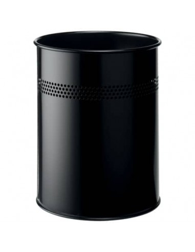 Cestino gettacarte DURABLE cilindrico con superficie perforata acciaio 15 l nero - 330001