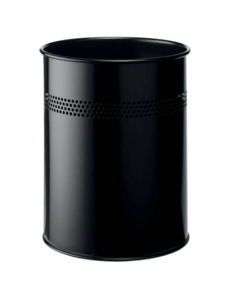 Cestino gettacarte DURABLE cilindrico con superficie perforata acciaio 15 l nero - 330001