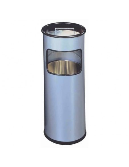 Posacenere Durable a colonna acciaio con sabbia e cestino base tonda H 62 x Ø 26 cm argento metallizzato - 333023