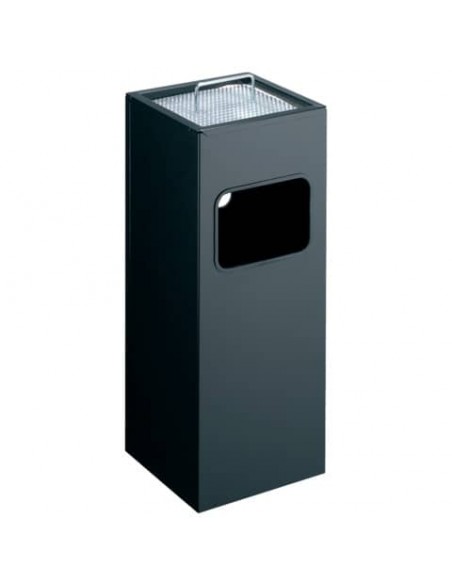 Posacenere Durable a colonna acciaio con sabbia e cestino base quadrata H 62 x Ø 25 cm nero - 333101