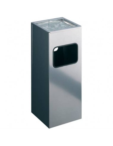 Posacenere Durable a colonna acciaio con sabbia e cestino base quadrata H 62 x Ø 25 cm argento metallizzato - 333123