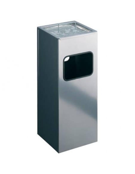 Posacenere Durable a colonna acciaio con sabbia e cestino base quadrata H 62 x Ø 25 cm argento metallizzato - 333123