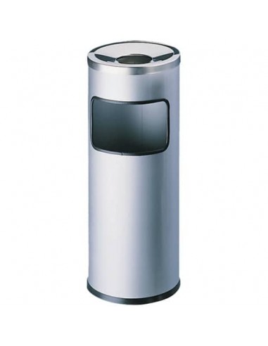 Posacenere DURABLE autoestinguente a colonna - cestino acciaio argento metallizzato base tonda - 333223