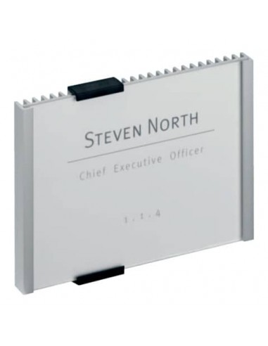 Targhe DURABLE INFO SIGN alluminio/acrilico trasparente/argento metallizzato inserto 149x105