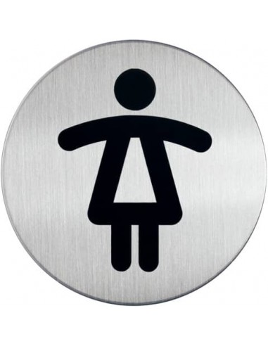 Pittogramma adesivo DURABLE Ø 83 mm acciaio inossidabile spazzolato argento metallizzato WC Donna - 490423