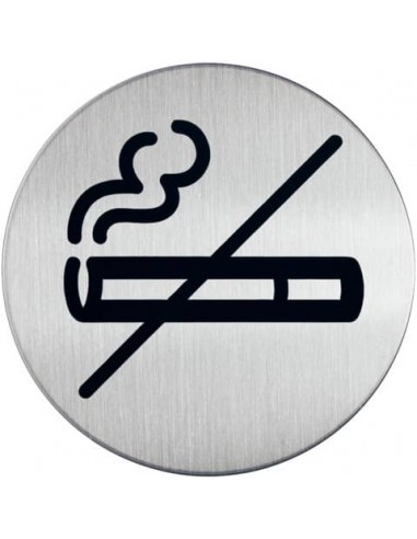 Pittogramma adesivo ''Vietato fumare'' DURABLE acciaio inossidabile spazzolato argento metallizzato Ø 83 mm - 491123
