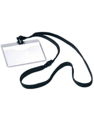 Portanomi DURABLE tasca aperta con cordoncino trasparente/nero 60x90mm conf. 10 - 813901